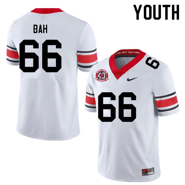 Youth #66 Aliou Bah Georgia Bulldogs College Football Jerseys Sale-40th Anniversary